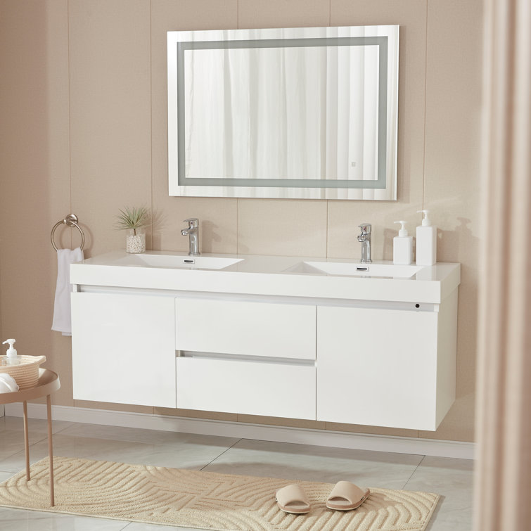 Orren Ellis Vanarsdale 60'' Double Bathroom Vanity with Resin Top